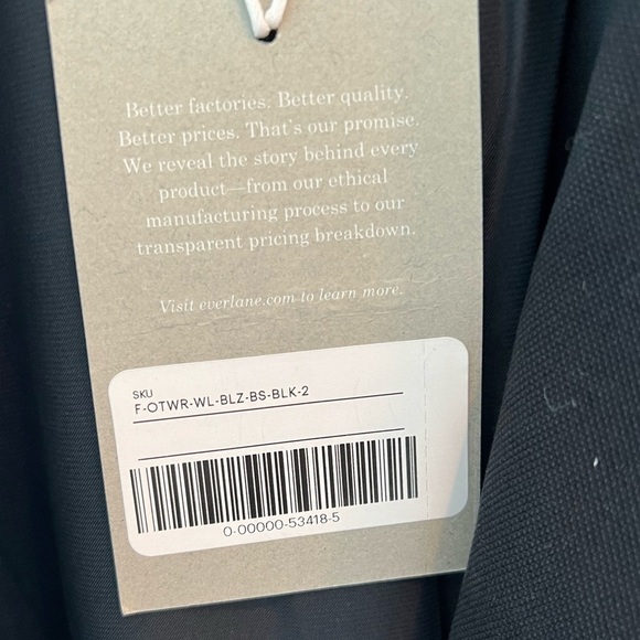 Everlane Black One Button Blazer Size 2 - Picture 12 of 16